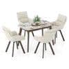 Lunar Alaska Exotic Stone 4 Seater Dining Table With Bren Swivel Dining Chair Set