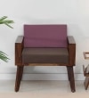 Lifty Sheesham Wood 1 Seater Sofa In Provincial Teak Finish & Fuschia Back