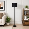 Lazlo Black Cotton Floor Lamp with Solid Wood