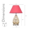 DECADE Smoke Luster Glass and Metal Table Lamp With Maroon Cotton Shade