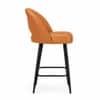 Doe Buck Luxury Tan Faux Leather Counter Height Bar Stool Chair with Black Metal Legs