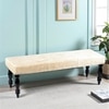 Cairo Sheesham Wood Accent 3 Seater Bench In Beige Sparkle Velvet