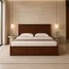 Nivaan Solid Wood Comfort King Bed Hydraulic Storage Provincial Teak Finish Mattress 72 x 78 Inches