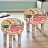 Kingsville Solid Wood Stool in Multi Colour Israel Print Kantha fabric