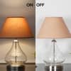 CRYSTAL Clear Glass Table Lamp with Chrome Base and Beige Shade