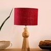 Devansh Maroon Jute Table Lamp With G Wood Natural Base -(7X18.25 Inches)-12