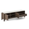 Lunar Solid Wood and Carrara White Marble TV Unit in Danish Walnut Finish
