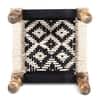 Oakville Sheesham Wood Vintage 2 Seater Maachi Balcony Bench with 2 Stools in Black and White