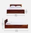 Monaco Solid Wood King Box Storage Bed In Honey Oak Finish