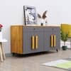 Hexa Red Multipurpose Storage Cabinet With 2 Drawer 4 Door in Giant Wood And Slate Grey Colour