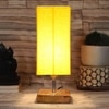 Ethan Yellow cotton table lamp with Square Natural Wood Base