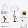 Torre Brass Finish Aluminium Table Lamp With Off White Linen Shade