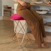 Lush Velvet Cross Metallic Stool in Maroon Color