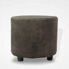 Iris Solid Wood Pouffee Stool in Grey Velvet Fabric