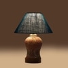 Devansh Conical Turquoise Jute Shade Lamp With Wood & Mosaic Glass Base For Decoration/Office/Home/Gifting/Study For Decoration/Office/Home/Gifting/Study -(10X10X14.5) Inches -A
