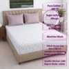 White And Lavender Shade Floral Cotton 400 Tc Fitted Double Queen Size Bedsheet With 2 Pillow Covers
