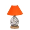 Devansh Conical Orange Cotton Shade Lamp With Wood & Mosaic Glass Base For Decoration/Office/Home/Gifting/Study For Decoration/Office/Home/Gifting/Study -(10X10X14.5) Inches -A