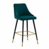 Doe Buck Upholstered Counter Height Bar Stool in Teal Colour with Gold Accents