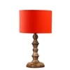 Devansh Orange Cotton Table Lamp With  Wood Natural Base (7X7X15.5 Inches)-5