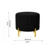 Doe Buck Premium Boucle Round Ottoman in Matte Black Colour with Polished Gold Legs