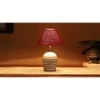 Maroon Jute with White Brushed Wood Table Lamp