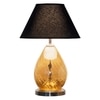 Decade Glass and Metal Table Lamp With Black Cotton Shade