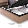 Cambert Premium Leatherette King  Size Bed With Hydraulic Storage (Mushroom Brown Colour)