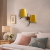 Devansh Metal Electric Wall Light in Gold Colour with Yellow Shade Count of 2 Lights