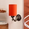 Devansh Metal Electric Wall Light in Antique Gold Colour with Orange Shade Count of 1 Light