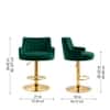 Doe Buck Oliver Adjustable Velvet Bar Stool in Green Colour with Gold Base