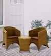 Hobart Wicker Table And Chair Set In Beige Brown Dual Tone Finish