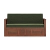 Bram 3 Seater Pull Out Sofa Cum Bed in Honey Finish with Moss Green Colour