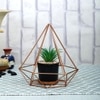 Geometric Metal Planter With Artificial Plant