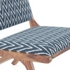 Maureen Lounge Chair in Teak Finish (Colour- Blue Chevron Ikat)