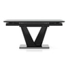 Caribu 6 To 8 Extendable Dining Table With 8 Doris Swivel Accent Chairs (Chair Colour- Blue, Finish- Black High Gloss)