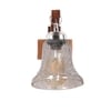 Devansh Solid Wood Electric Wall Light in Brown Colour with Transparent Shade Count of 1 Light