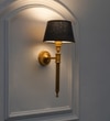 Parker Single Light Wall Fitting In Antique Brass Finish Metal With Black Cotton Shade
