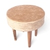 Nayla Solid Wood Stool in Ivory Sparkle Velvet Fabric