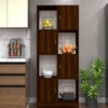 8 Shelves Semi Open Multipurpose Matrix Kitchen Cabinet In Asian Walnut Finish