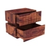 Cnc Solid Wood Bedside Table in Teak Finish