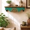 Multishade Colour Solid Wood Handcarved Vijaya Floating Wall Shelf with distres finish by DisooFashions