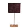 Devansh Brown Jute   Table Lamp With  Natural  Wood Base  & Steel Pipe (7X17 Inches)-17