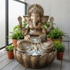 Gold Fiber Glass Lotus Ganesha Indoor Water Fountain