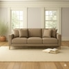 Airy 3 Seater Sofa In Leatherette Beige Color