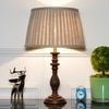 Lorette hand crafted Solid wood walnut finish table lamp With Natural Linen Shade