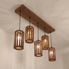 Casa 5 Series Brown Solid Wood Cluster Hanging Light