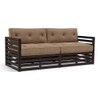 Raymond 3 Seater Wooden Sofa in American Walnut Finish & Safari Brown Colour