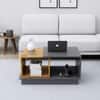 Hexa Engineered Wood Coffee Table With Storage And Open Rack In Slate Grey And Giant Wood
