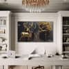 The Castle Decor Golden Deer Wall Art Framed Painting 27x48 Inch (Style 1)