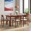 Dane Solid Wood Dining Table 6 Seater with 6 Clarke Solid Wood Dining Chairs (Finish: Honey, Colour: Cream Leatherette)